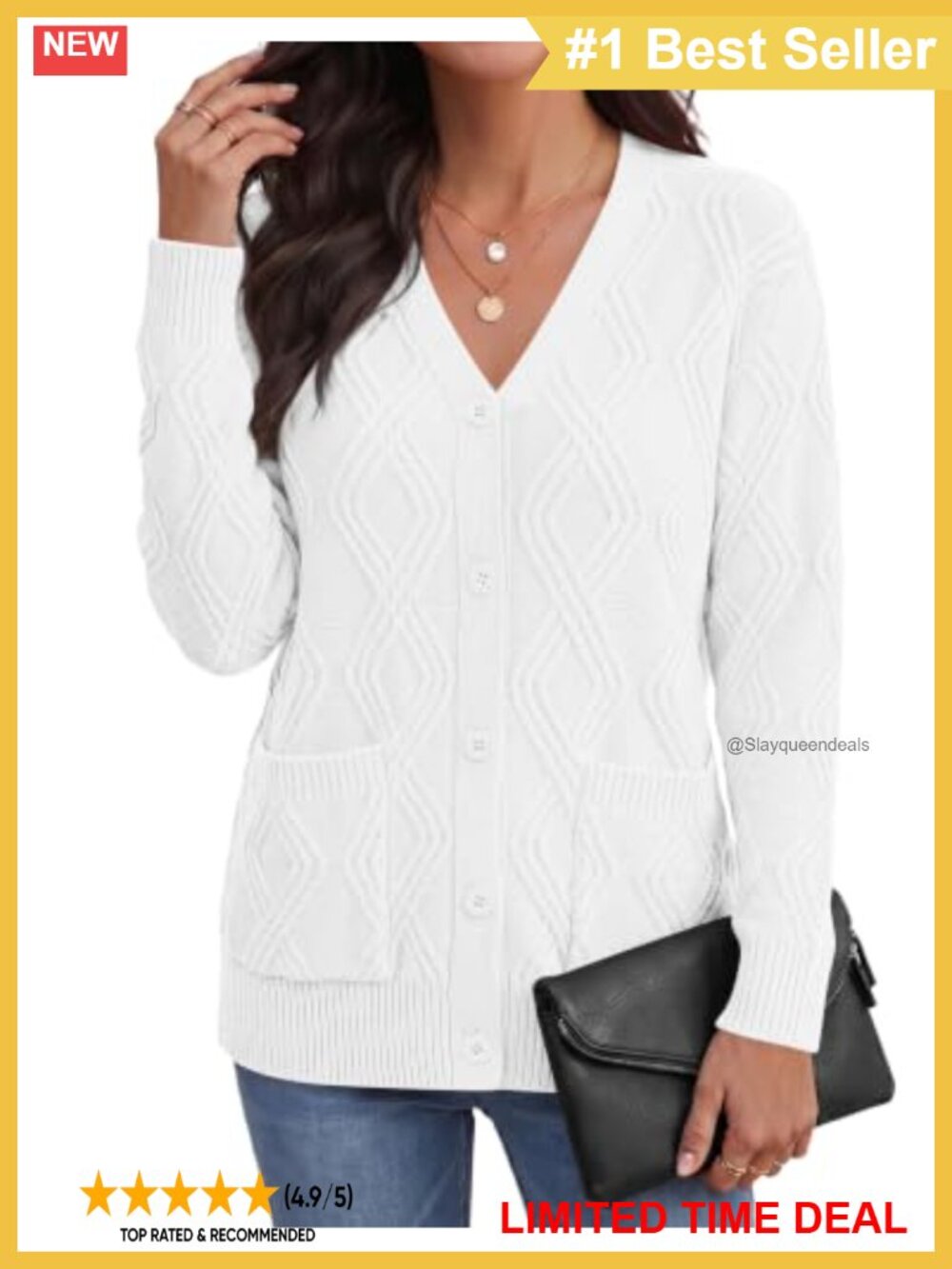 Womens Cable Knit Cardigan Sweater Pockets Button V Neck Long Sleeve Fall